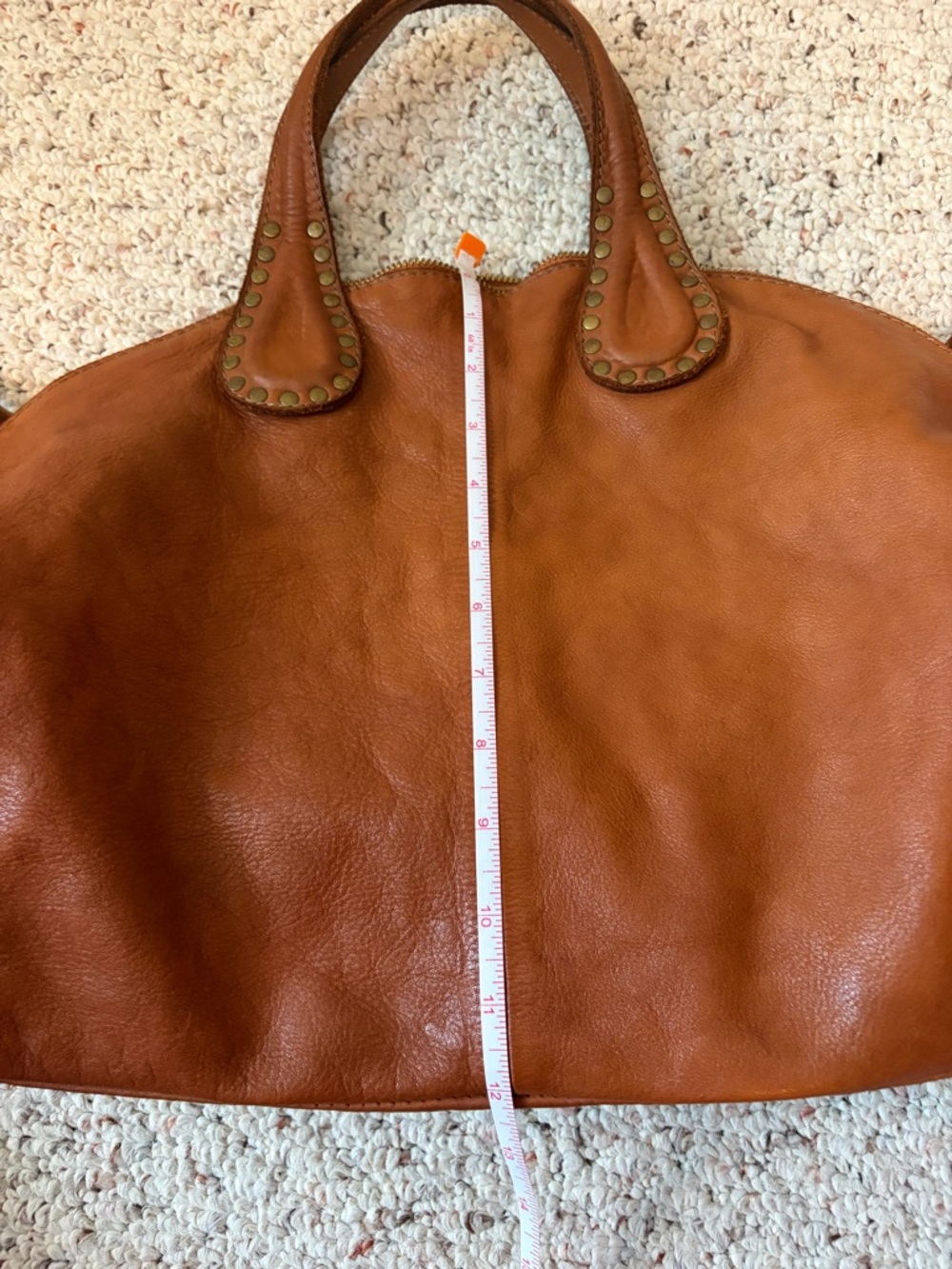 Sundance Tan Leather Stud-Accent Tote Bag - Picture 7 of 8